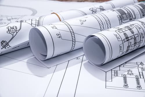 Rotoli di disegni tecnici CAD plottati