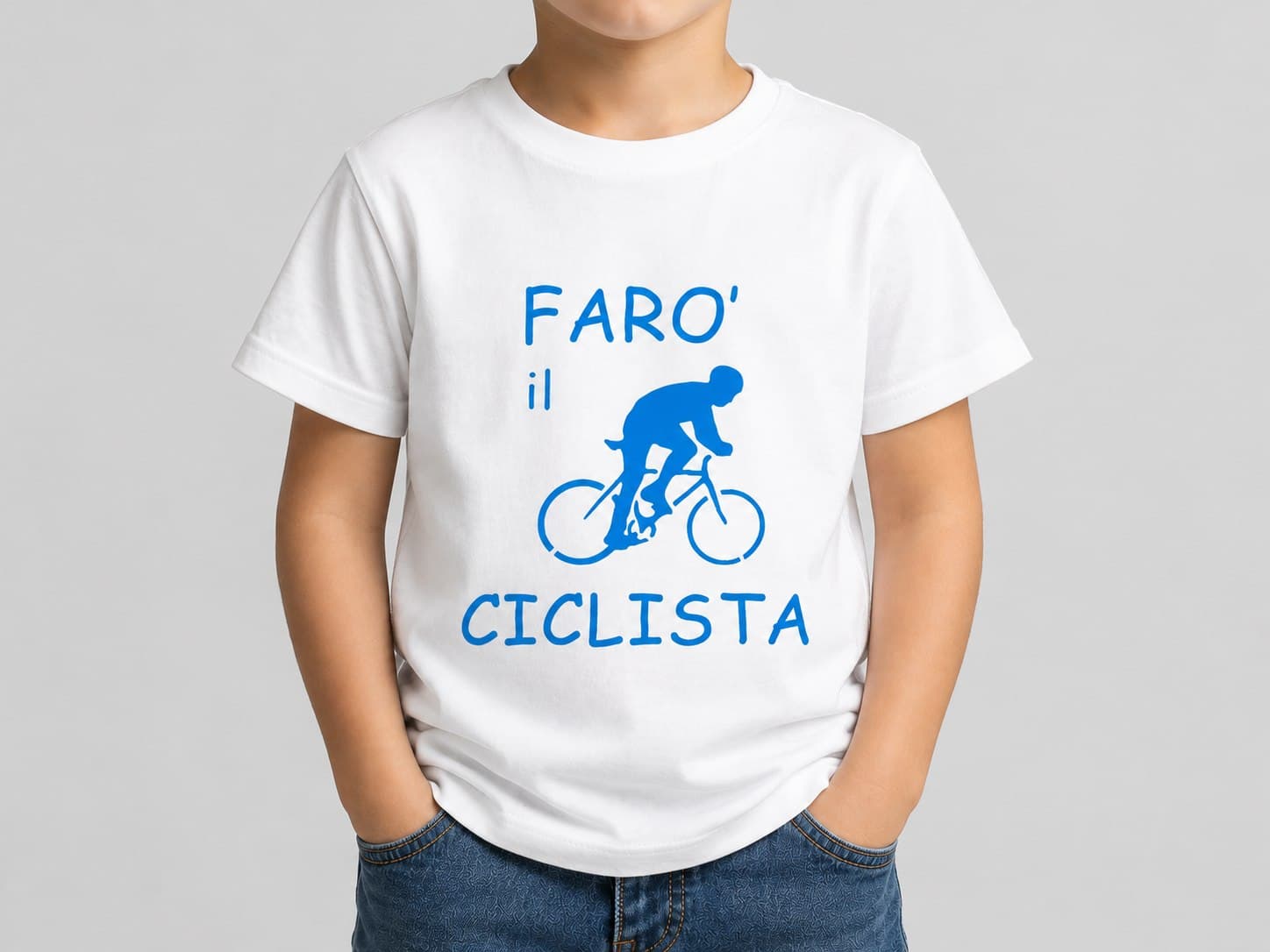 Maglietta bianca da bambino personalizzata con scritta e disegno